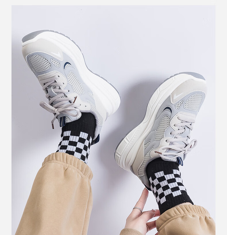 Warrior Official Women's Casual Shoes 2026 Summer New Breathable Height-Increasing Sports Shoes White/Light Gray/Black Size 36 11