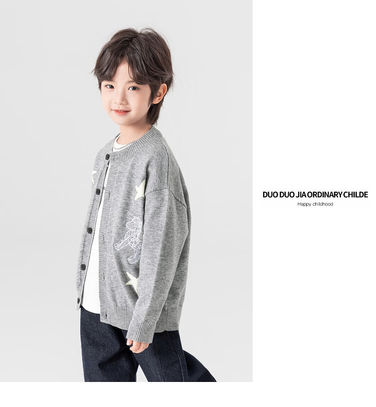 Duoduo Home [Year of the Horse New Clothes] Boys' Knitted Sweater 2026 Spring Autumn Cartoon Embroidered Stylish Children's Warm Innerwear Sweater 18