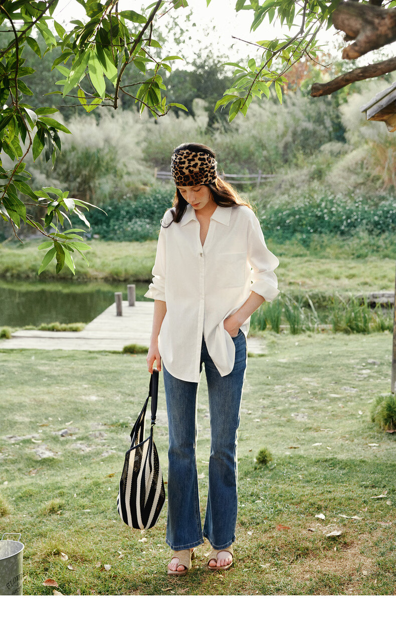 Olrain V-Neck Long Sleeve Shirt Women Spring New Loose Casual Slim Fit Elegant Top White M 11