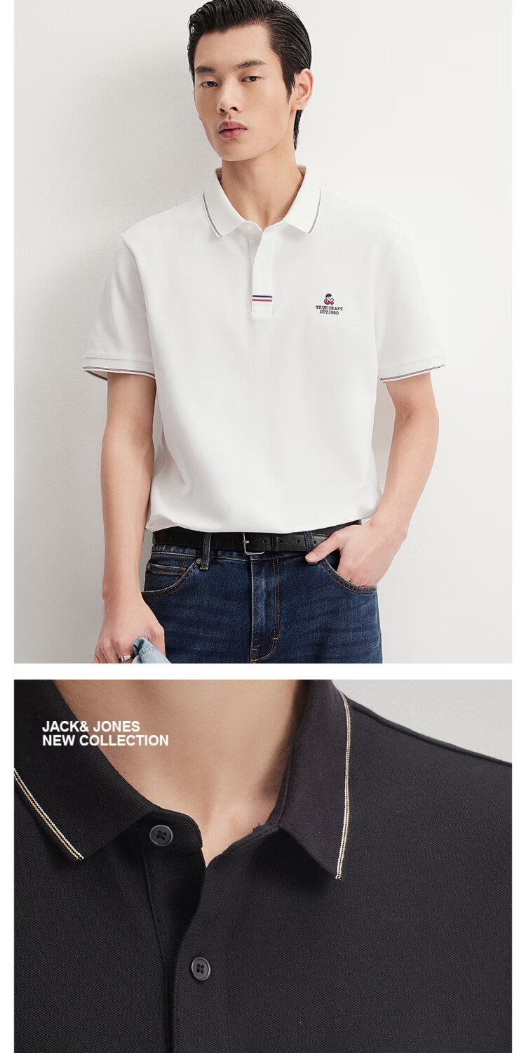 JACK & JONES Men's Spring Cool Feeling Polo Shirt, Two-Button Polo Collar, Comfortable Trendy Short Sleeve 226106013 2