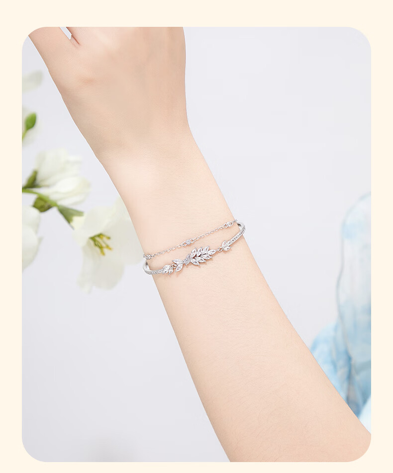 Lao Feng Xiang Silver Bracelet Women's 2026 New Tassel Peace Double Layer Bracelet Birthday Anniversary Gift for Girlfriend Wife 7