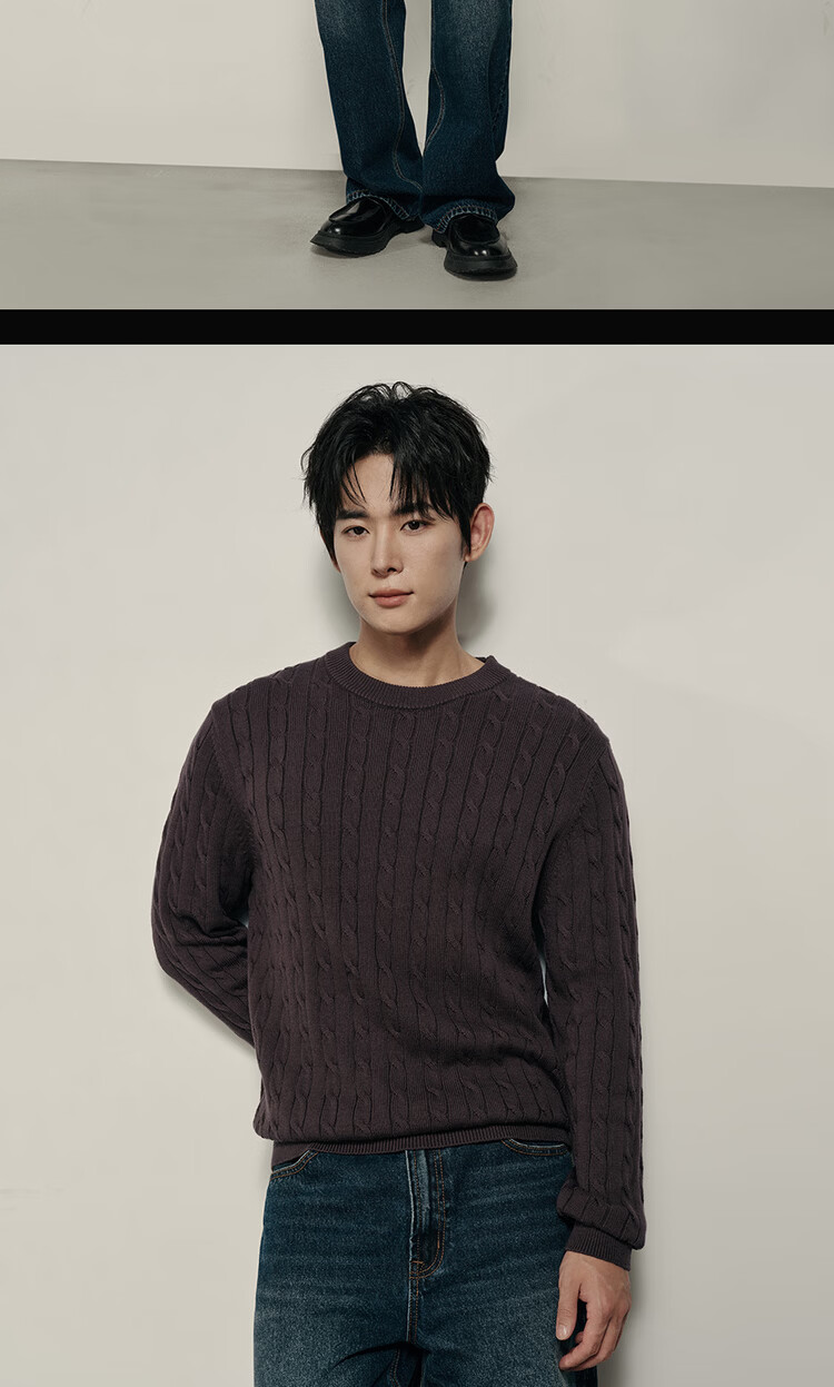 Giordano Men's Cable Knit Sweater New College Style Crew Neck 01055731 Korean Celebrity Edition 17