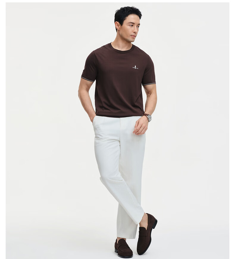 Biyinlefen [Qingquan Sha] 2026 Spring Summer New Men's Casual Commuter Cool Stretch Short Sleeve Crew Neck Knit Shirt 8