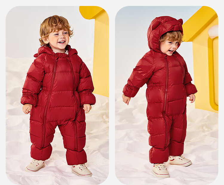 Minibala Bala [Three-proof] Baby Infant Down One-piece Suit with Hand and Foot Covers, Warm, Three-proof Belly Protection, Thickened Cold-resistant New Model 6