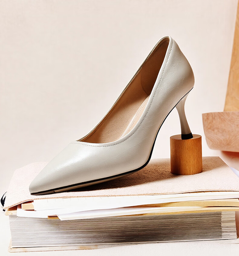 Belle Women's Commuting High Heels Spring 2026 Genuine Leather Formal Shoes JD013AQ6 Beige Size 35 3