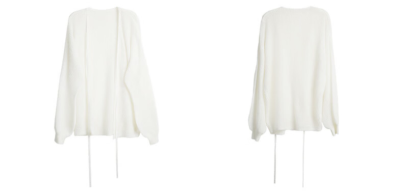 Olrain Women's Loose Deep V-Neck Knit Cardigan Sweater Spring New Long Sleeve Top Jacket White M 6
