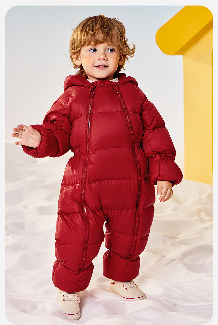Minibala Bala [Three-proof] Baby Infant Down One-piece Suit with Hand and Foot Covers, Warm, Three-proof Belly Protection, Thickened Cold-resistant New Model 5