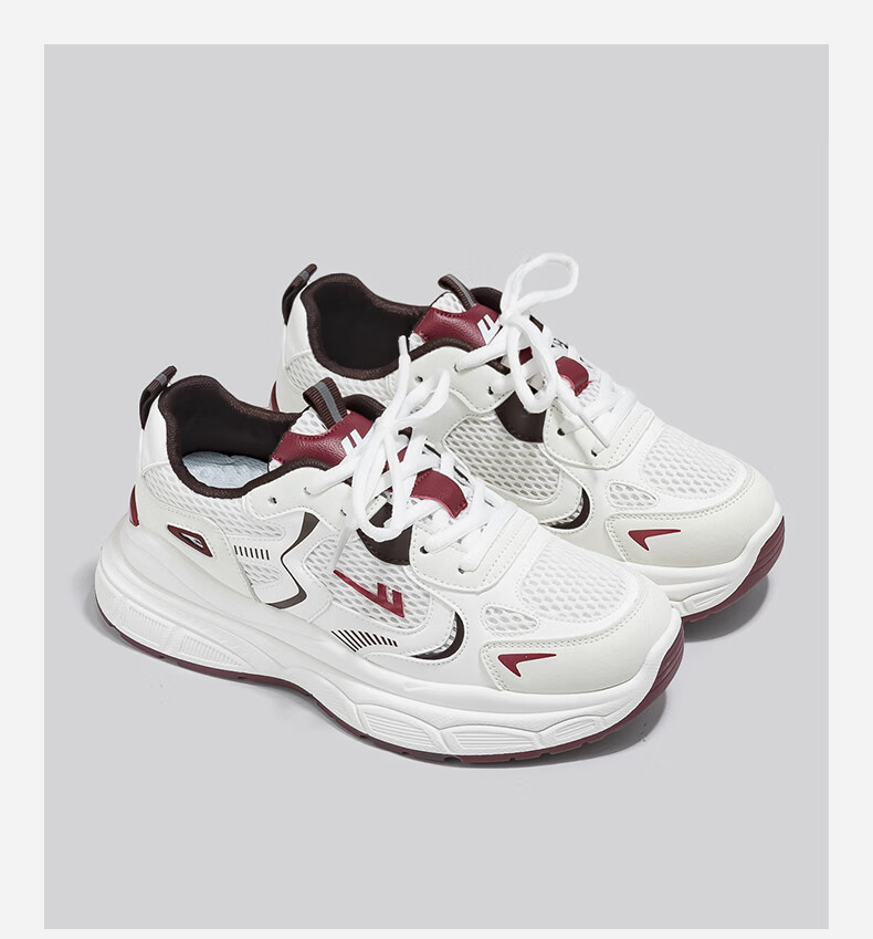 Warrior Official Women's Casual Shoes 2026 Summer New Breathable Height-Increasing Sports Shoes White/Light Gray/Black Size 36 8