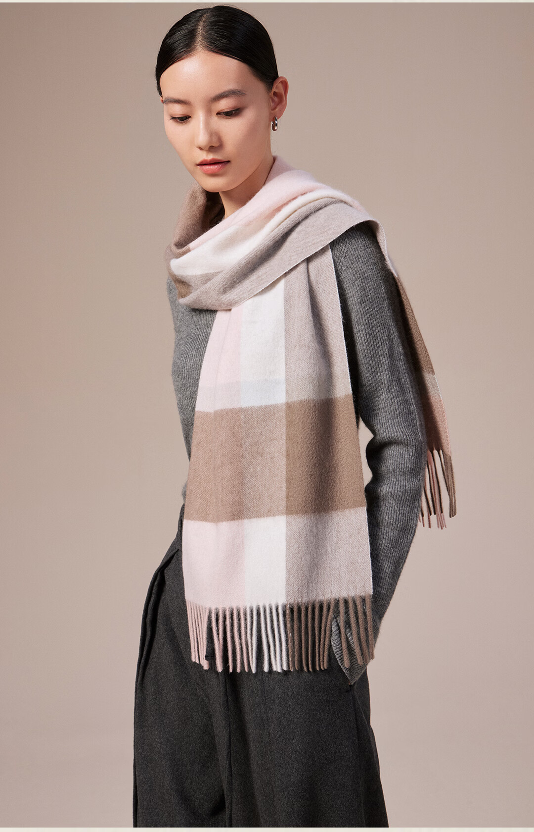 Shanghai Story Autumn Winter 100% Cashmere Scarf Thickened Plaid Neck Warmer New Year Birthday Gift for Women Girlfriend Gift 4