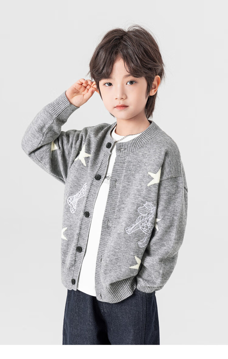 Duoduo Home [Year of the Horse New Clothes] Boys' Knitted Sweater 2026 Spring Autumn Cartoon Embroidered Stylish Children's Warm Innerwear Sweater 19
