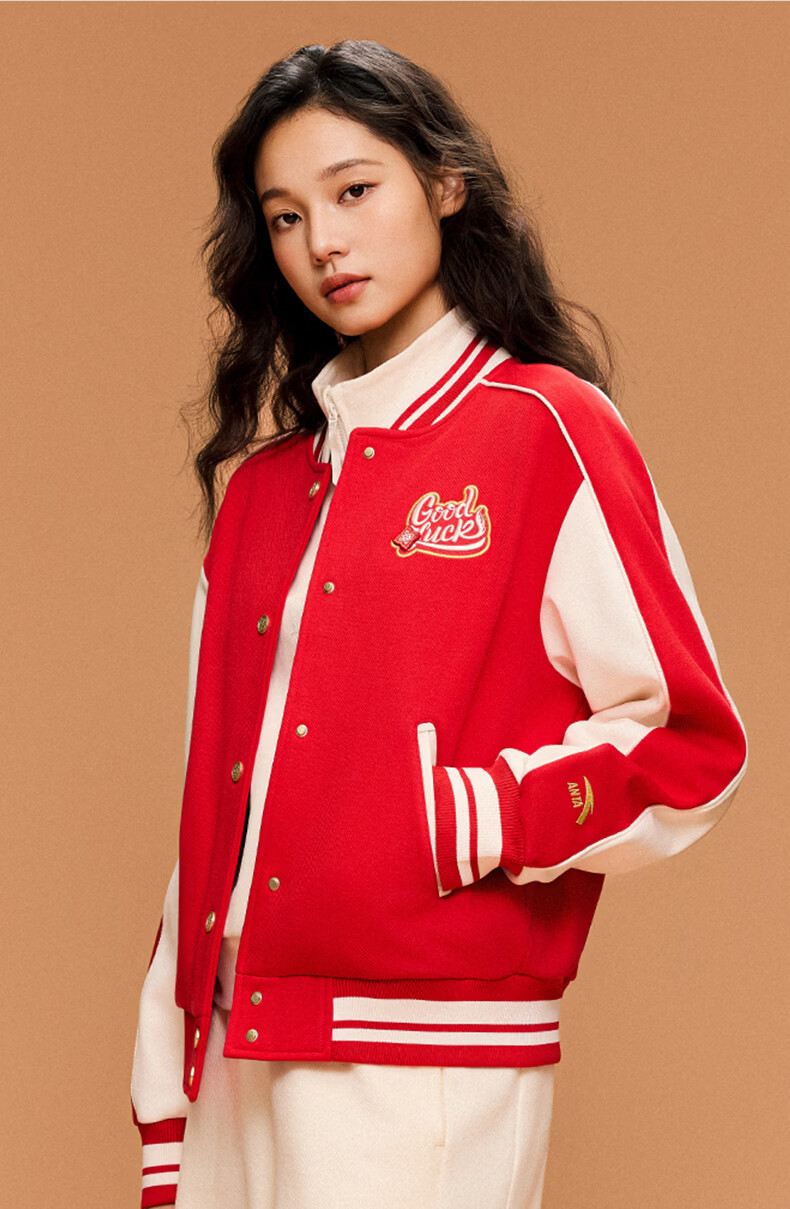 Anta Guan Xiaotong Edition Good Things Happen Fleece-lined Women's Baseball Jacket Sports Top 162618703 6