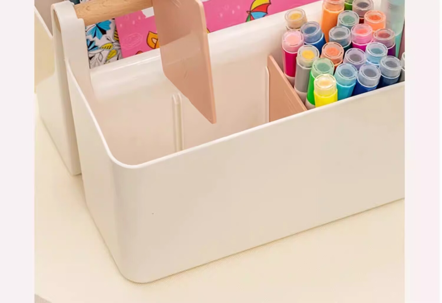 Jukeai Large Capacity Marker Pen Holder Multifunctional Desk Organizer with Handle for Students 5
