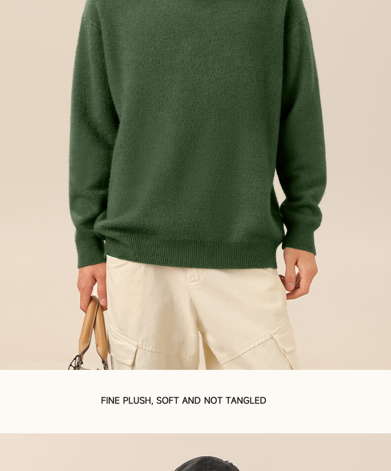 MINISO Men's Fleece-Lined Sweater Winter Warmth Integrated Fleece 2025 New Round Neck Knitwear Off-White XL 21