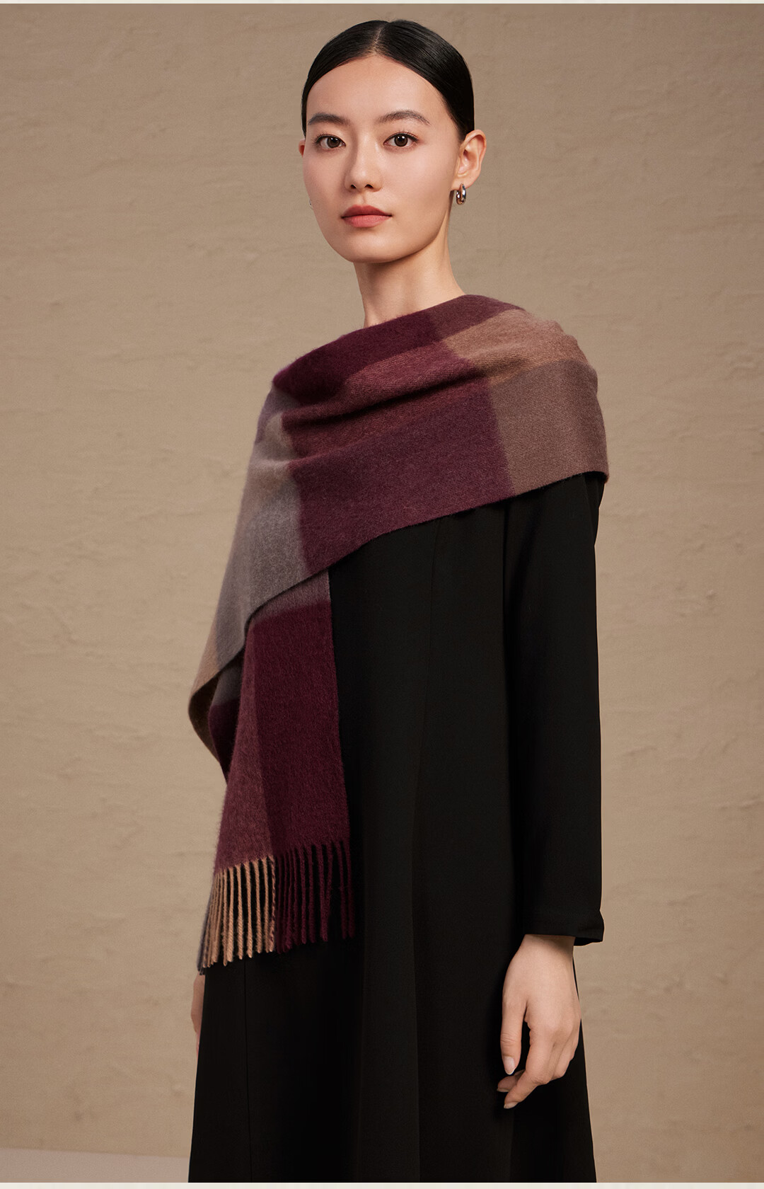 Shanghai Story Autumn Winter 100% Cashmere Scarf Thickened Plaid Neck Warmer New Year Birthday Gift for Women Girlfriend Gift 8