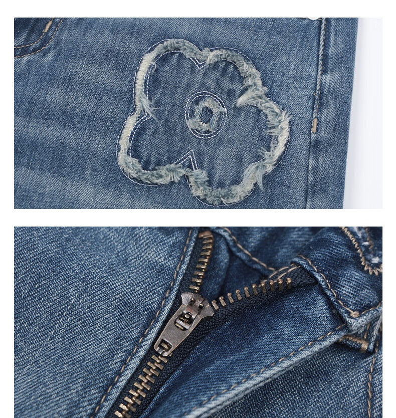 TonLion 2026 Spring Summer Women's Denim Pants Floral Tassel Design Straight Wide-Leg Trousers Fashion Versatile 15