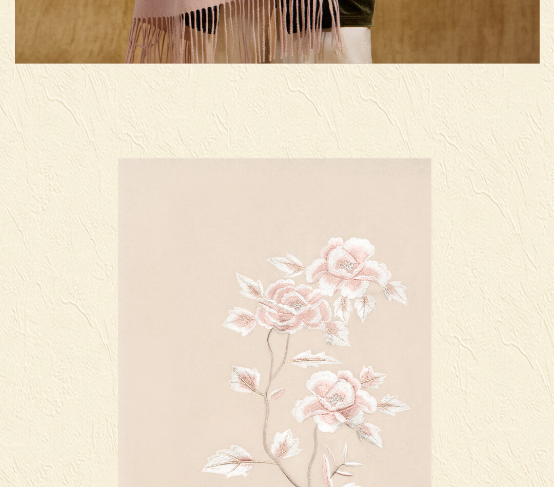 Shanghai Story 100% Wool Scarf National Style Peony Wool Embroidered Large Shawl New Year Birthday Gift for Mom Women 6