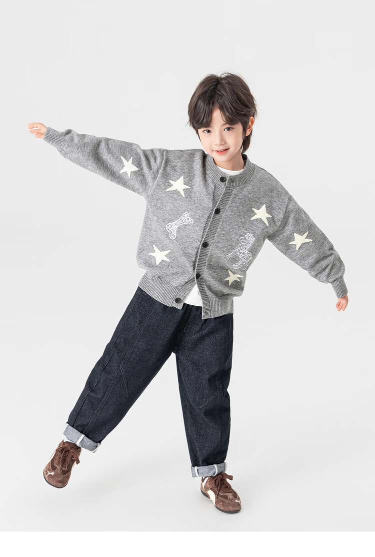 Duoduo Home [Year of the Horse New Clothes] Boys' Knitted Sweater 2026 Spring Autumn Cartoon Embroidered Stylish Children's Warm Innerwear Sweater 28
