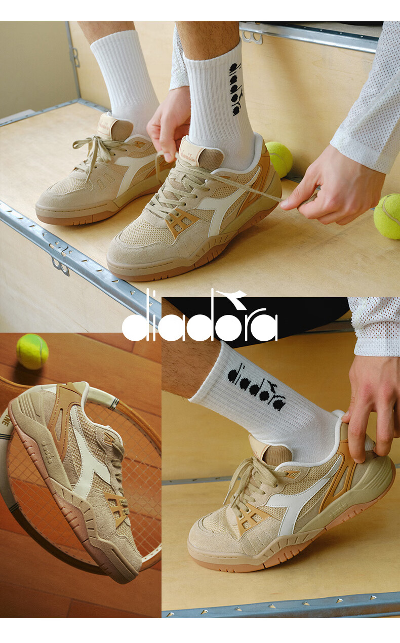 Diadora Men's Fashion Retro Sports Casual Tennis Shoes B.action Warm Sand Yellow/Suede Yellow/Sedge White 42.5 9