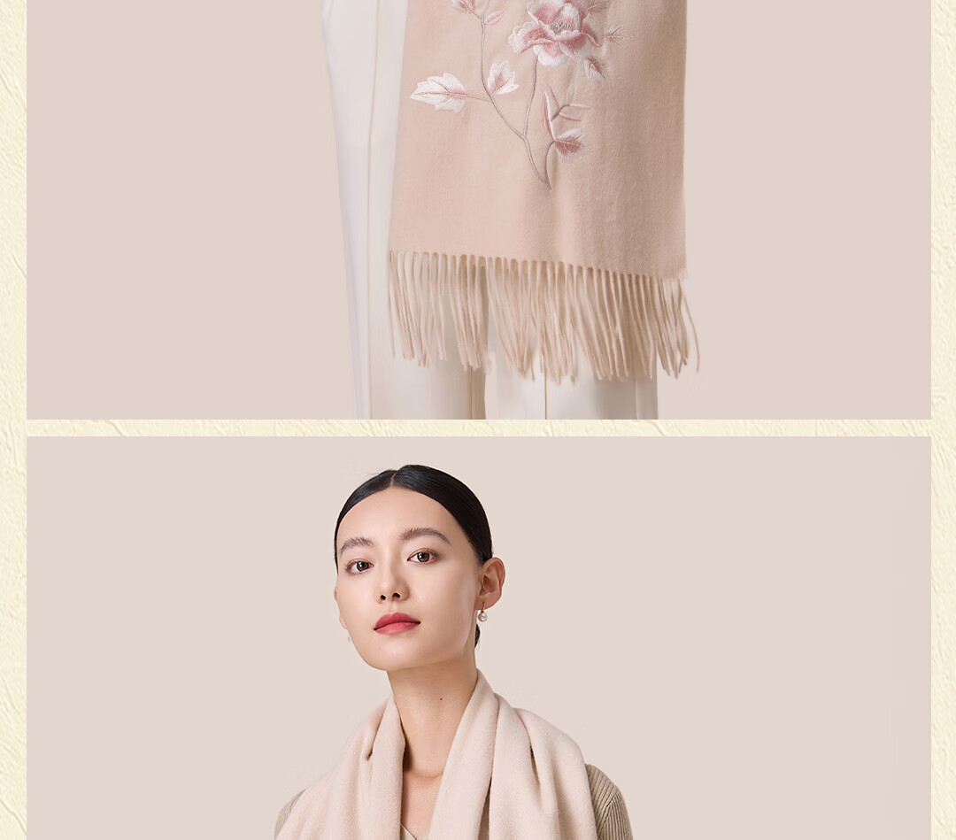 Shanghai Story Red Wool Embroidered Large Shawl Scarf New Year Birthday Gift for Elders Mom Zodiac Year of the Horse Women 12