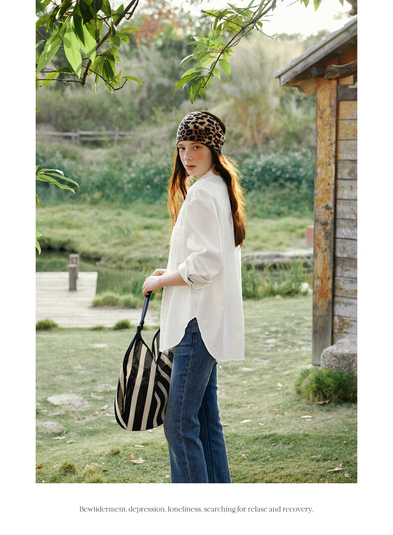 Olrain V-Neck Long Sleeve Shirt Women Spring New Loose Casual Slim Fit Elegant Top White M 15