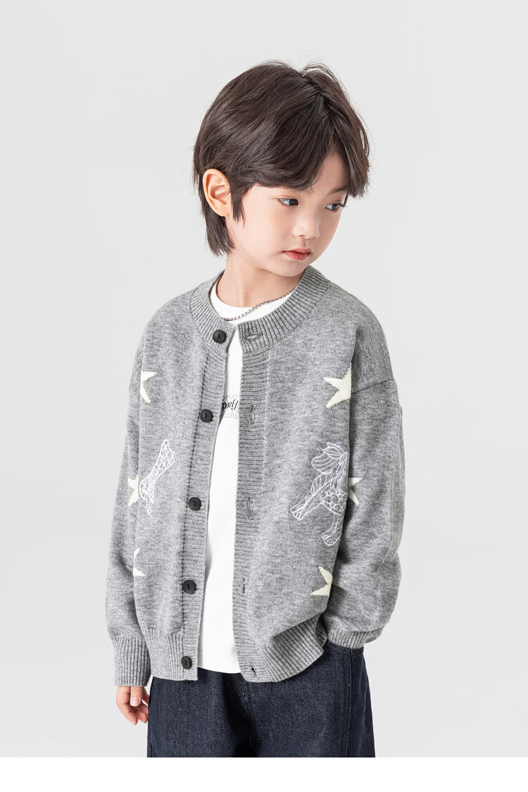 Duoduo Home [Year of the Horse New Clothes] Boys' Knitted Sweater 2026 Spring Autumn Cartoon Embroidered Stylish Children's Warm Innerwear Sweater 17