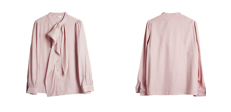Olrain Ribbon Collar Premium Shirt Women's Spring New Commuter Casual Blouse Pink S 5
