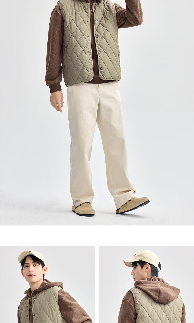 Giordano Men's Autumn Winter New Diamond Pattern Quilted Solid Color Stand Collar Cotton Vest 13075824 12