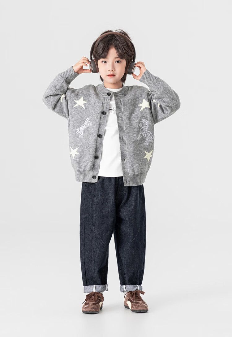Duoduo Home [Year of the Horse New Clothes] Boys' Knitted Sweater 2026 Spring Autumn Cartoon Embroidered Stylish Children's Warm Innerwear Sweater 24