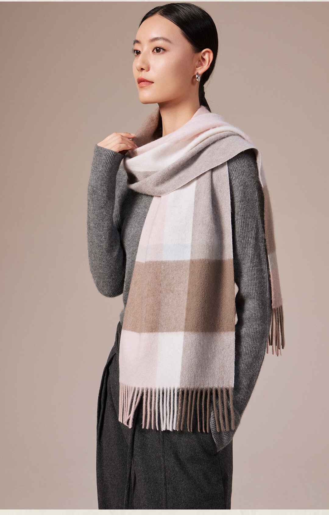 Shanghai Story Autumn Winter 100% Cashmere Scarf Thickened Plaid Neck Warmer New Year Birthday Gift for Women Girlfriend Gift 2