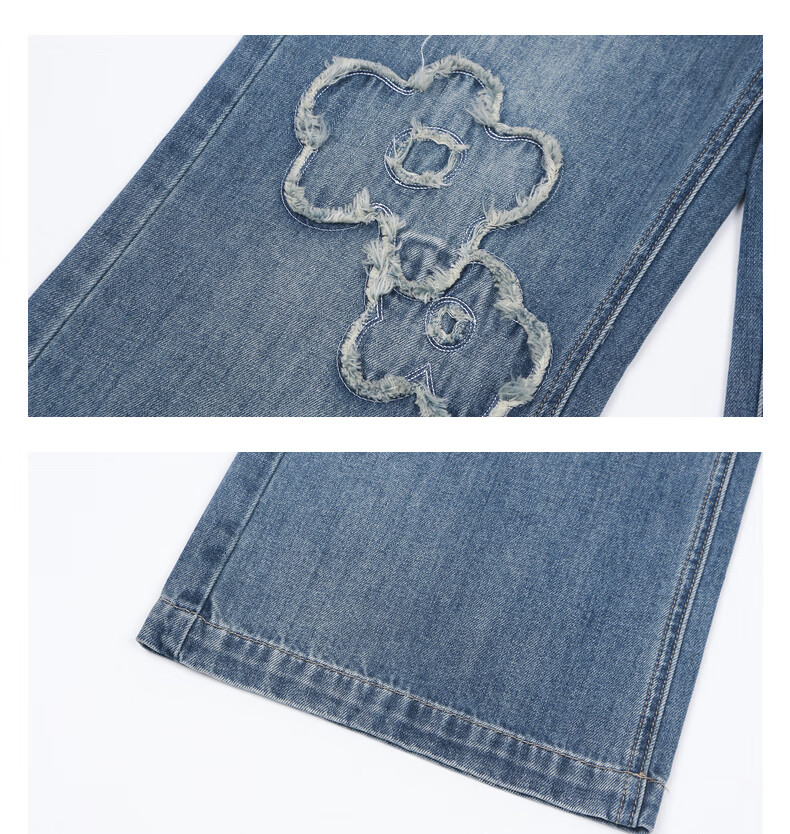 TonLion 2026 Spring Summer Women's Denim Pants Floral Tassel Design Straight Wide-Leg Trousers Fashion Versatile 16