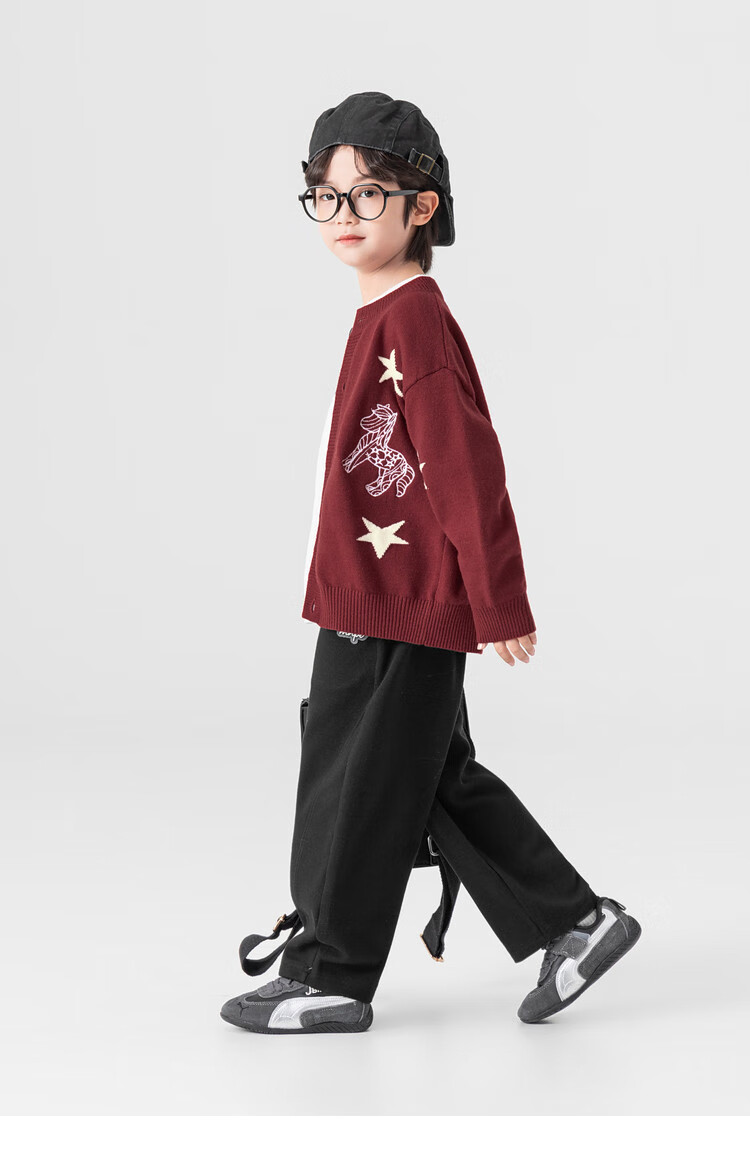 Duoduo Home [Year of the Horse New Clothes] Boys' Knitted Sweater 2026 Spring Autumn Cartoon Embroidered Stylish Children's Warm Innerwear Sweater 10