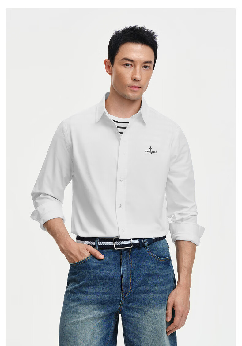 Biyinlefen [Ultra-Light Fabric] 2026 Spring New Men's Casual Commuter Lightweight Soft Solid Color Long Sleeve Polo Shirt 1