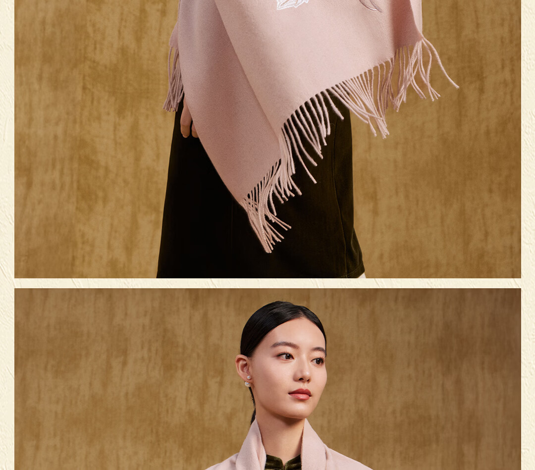 Shanghai Story 100% Wool Scarf National Style Peony Wool Embroidered Large Shawl New Year Birthday Gift for Mom Women 4
