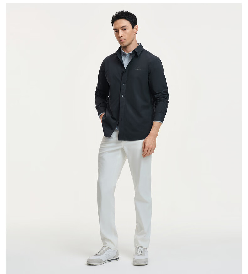 Biyinlefen [Ultra-Light Fabric] 2026 Spring New Men's Casual Commuter Lightweight Soft Solid Color Long Sleeve Polo Shirt 12
