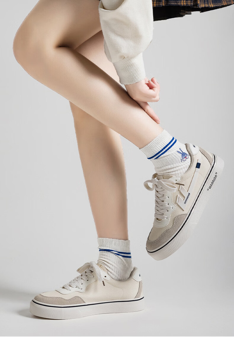 Warrior Official Women's Canvas Shoes 2026 Summer New Retro Breathable Sports Sneakers Women Beige/Grey/Blue Size 38 12