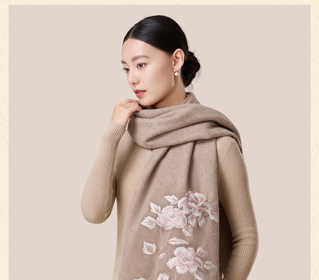 Shanghai Story Red Wool Embroidered Large Shawl Scarf New Year Birthday Gift for Elders Mom Zodiac Year of the Horse Women 7