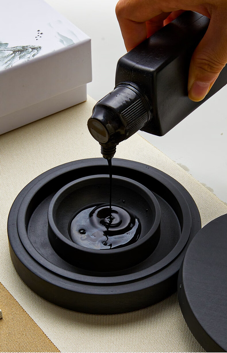 【高端品质】2022新款荣宝斋毛笔墨汁砚台 火锅砚书法专用带盖双圈