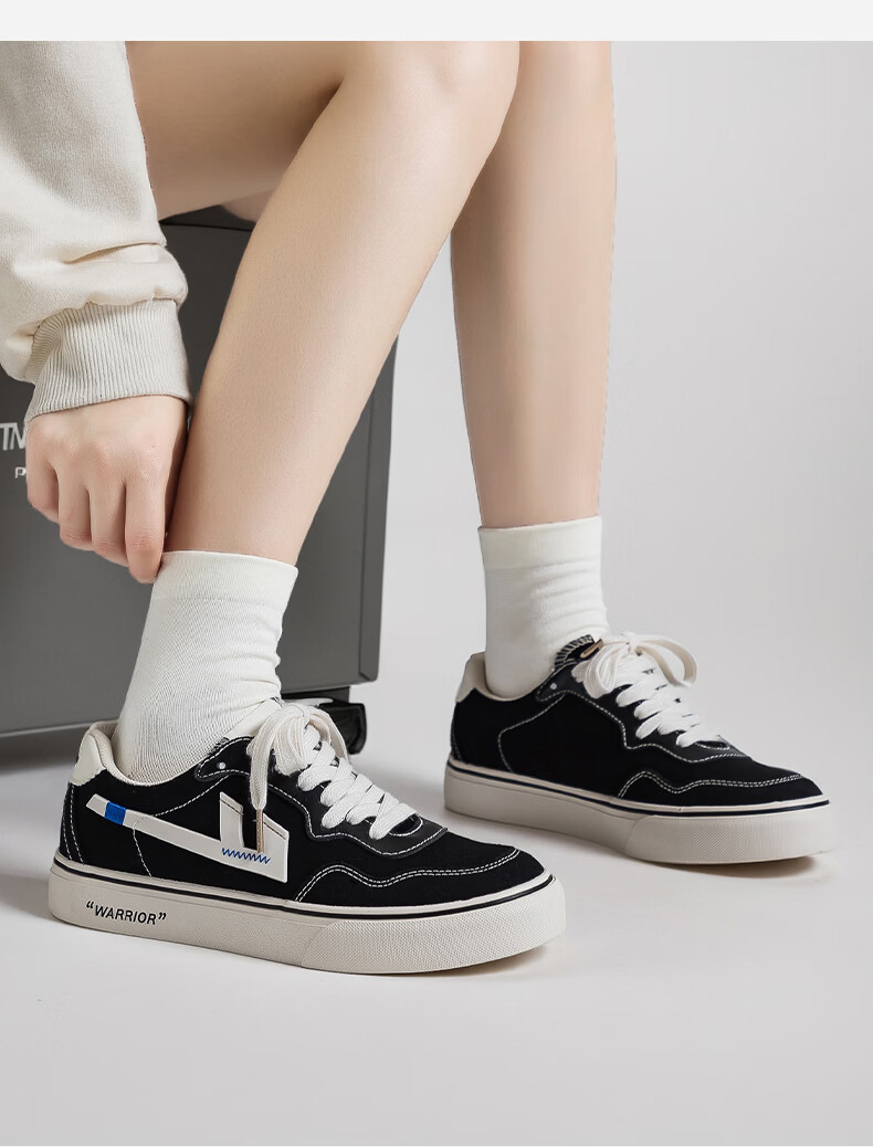 Warrior Official Women's Canvas Shoes 2026 Summer New Retro Breathable Sports Sneakers Women Beige/Grey/Blue Size 38 15