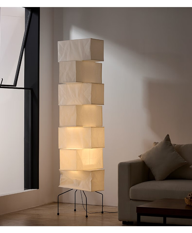 宣纸落地灯 野口勇纸灯侘寂风落地灯客厅卧室民宿设计师氛围日式艺术