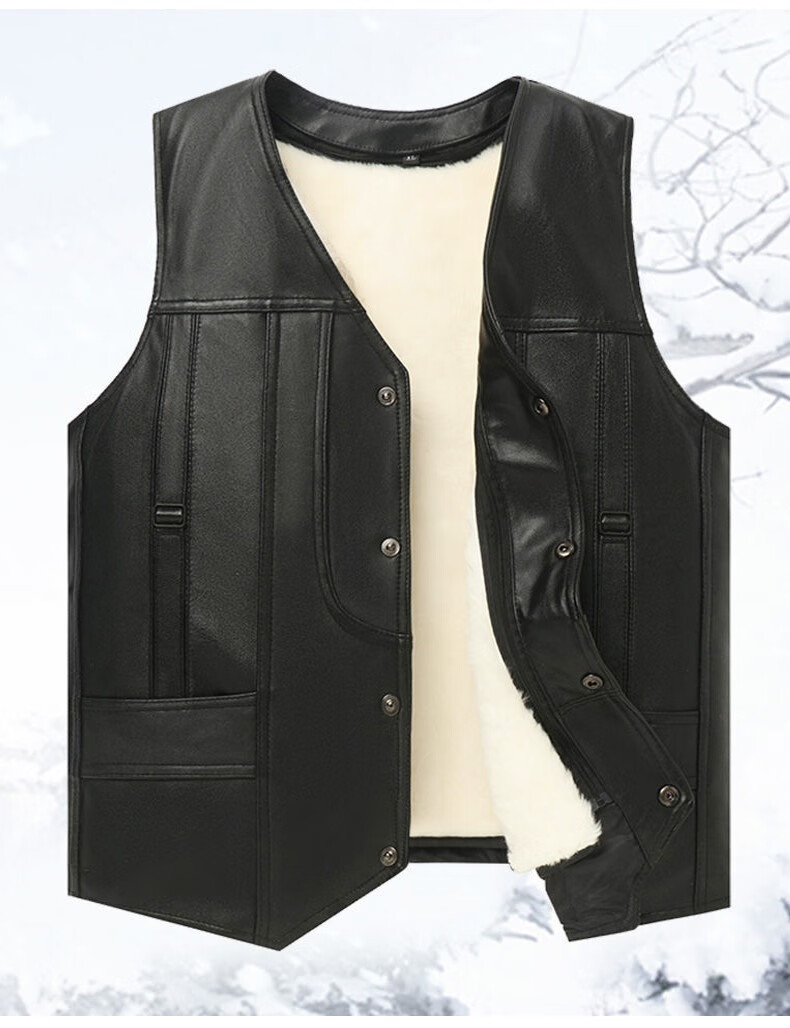 特价恒源祥真 皮马甲羊毛皮毛一体背心男士中老年真羊皮坎肩皮草马夹