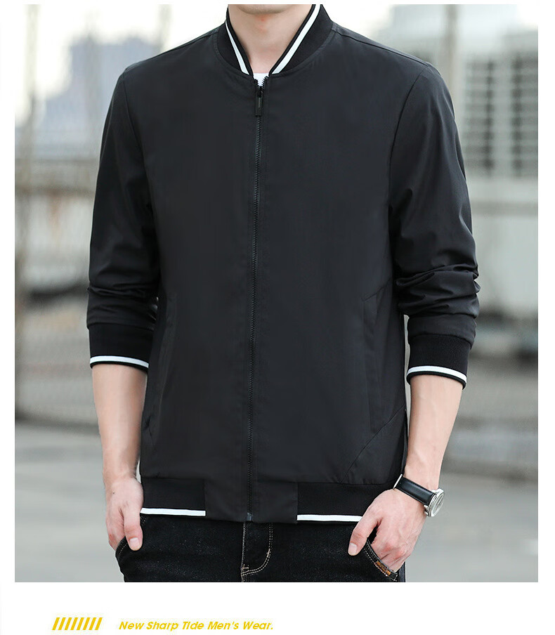 li lang男士立领夹衫秋季休闲商务外套上衣男装工作服同款 立领-灰色