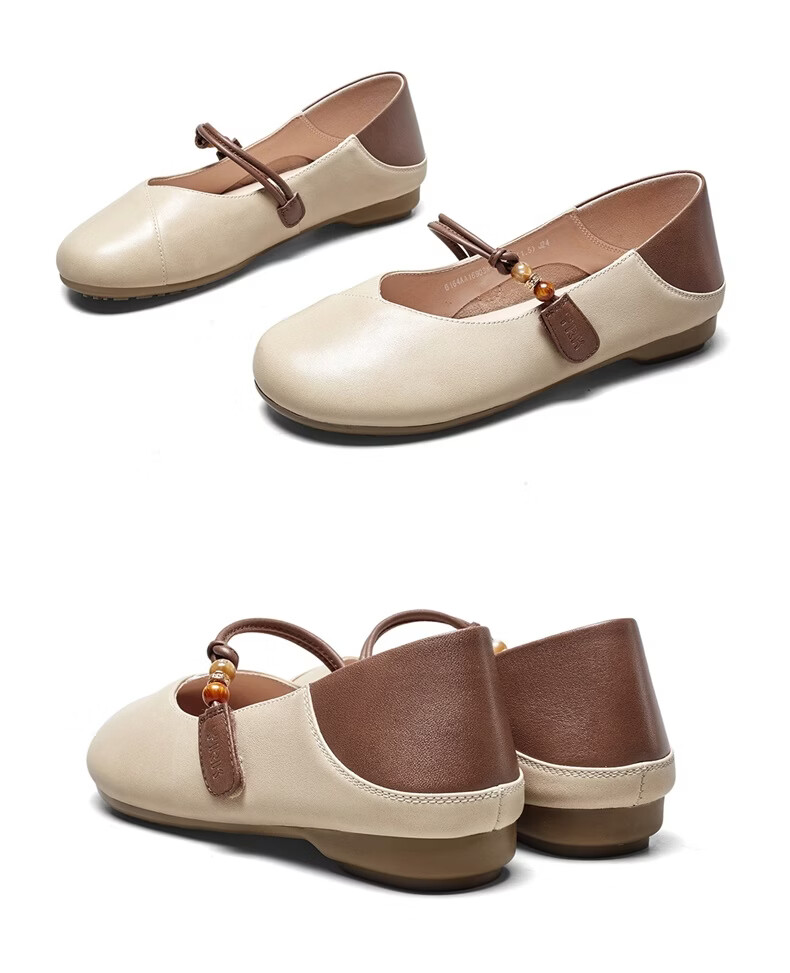 Eierkang Women's Leather Soft Sole Hollow Out Slip-On Comfortable Breathable Mom Shoes 17779W Khaki/Brown Size 40 16