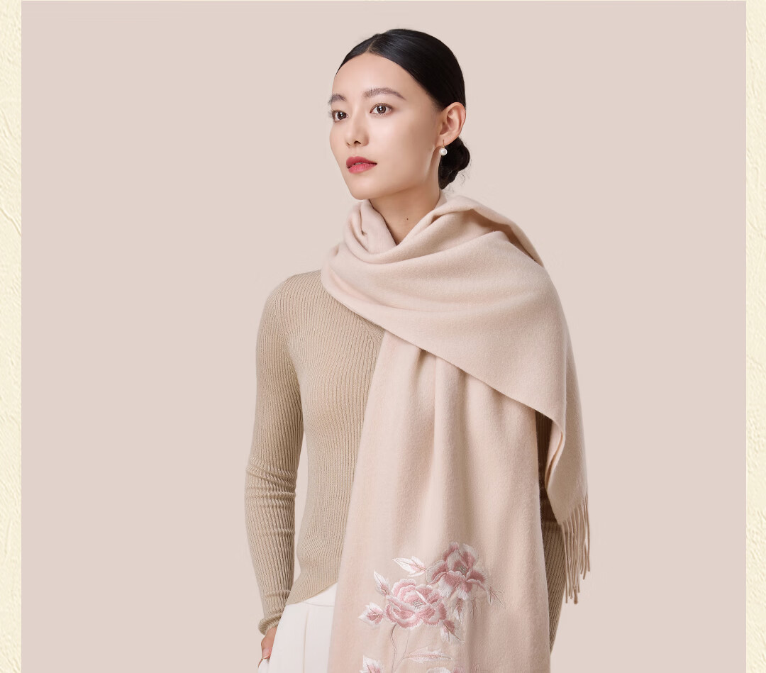 Shanghai Story Red Wool Embroidered Large Shawl Scarf New Year Birthday Gift for Elders Mom Zodiac Year of the Horse Women 11