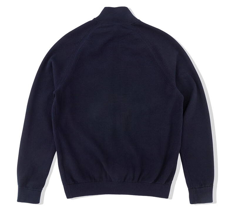 Mr.Bu Half Turtleneck Zipper Pure Cotton Knitted Cardigan Men's Raglan Sleeve Sweater Deep Sea Blue L/175 8