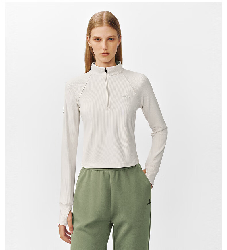Biyinlefen [Sun Protection Quick-Dry] Women's Top for Spring And Autumn, Casual Outdoor Sports Style, Moisture-Wicking Comfortable Stand-Collar Long-Sleeve T-Shirt 4