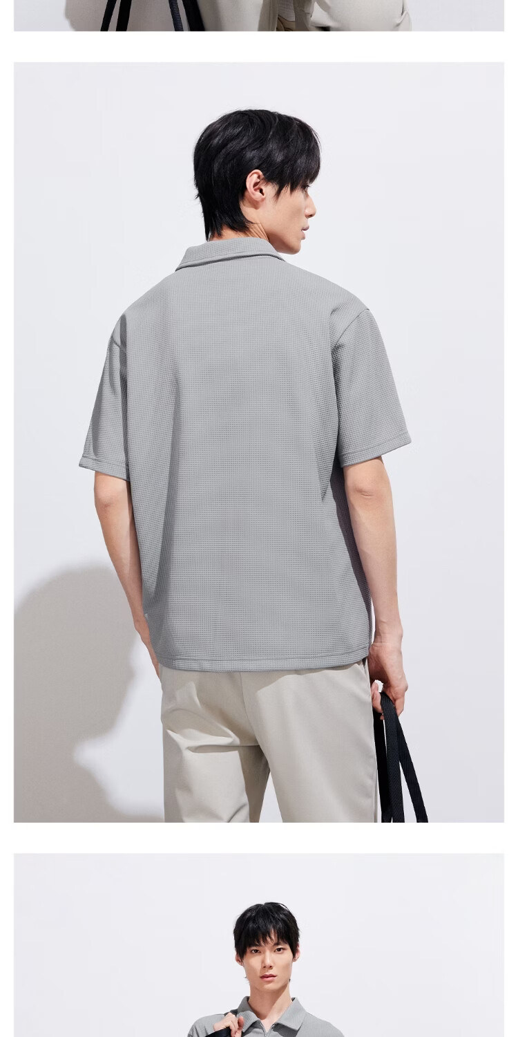 JACK&JONES Men's Spring Polo Shirt Casual Simple Trendy Pointed Collar Waffle Texture Fabric 226106015 9