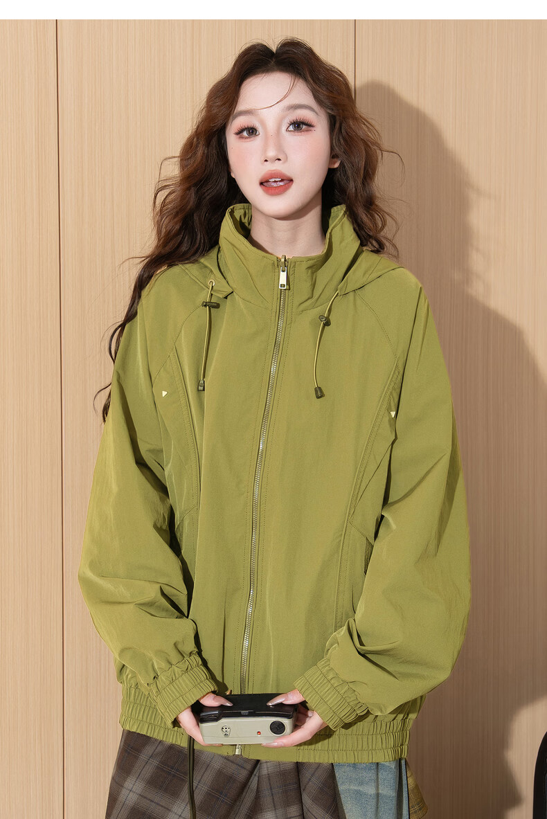 TonLion 2026 Spring Women's Hooded Reversible Plaid Coat Coffee L 22