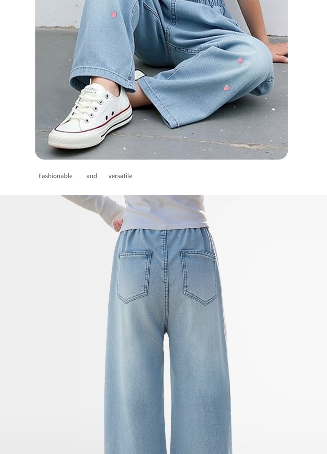 Disney Kids Fashion Set 2026 Summer New Stylish Korean Style Girls Denim Pants Outfit Sweet Girl Clothing 12