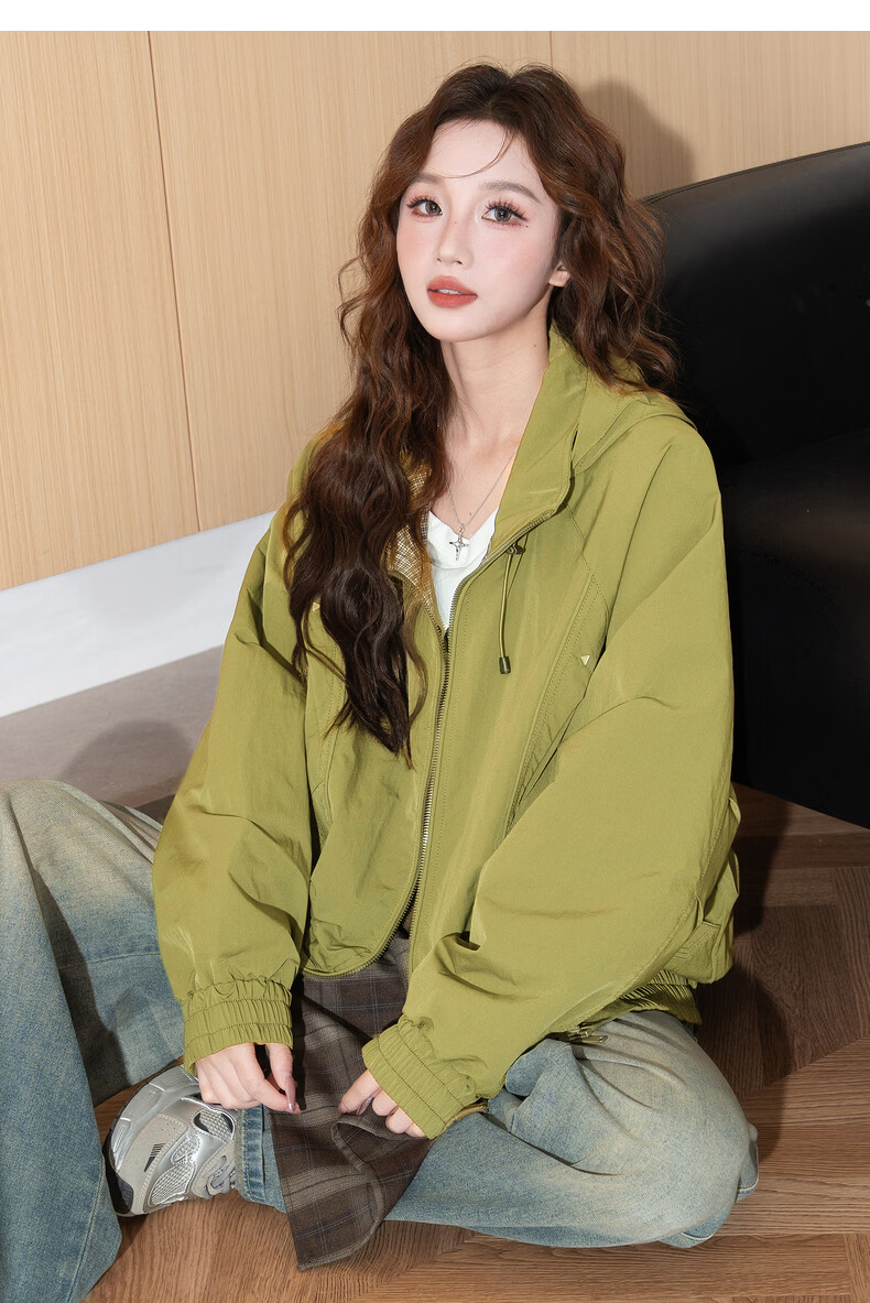 TonLion 2026 Spring Women's Hooded Reversible Plaid Coat Coffee L 21