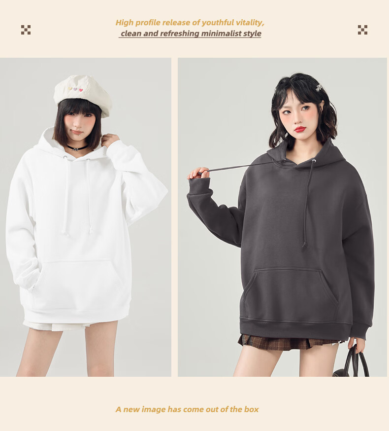 Jeanswest 2026 New Hooded Sweatshirt for Women Spring and Autumn Casual Loose Fit Fashionable Versatile Jacket 17